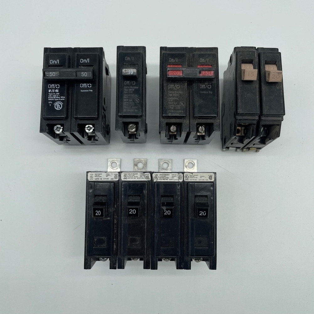 9 Eaton Cutler-Hammer Circuit Breaker Lot 50A 30A 20A 15A BR220 CL250 Mixed